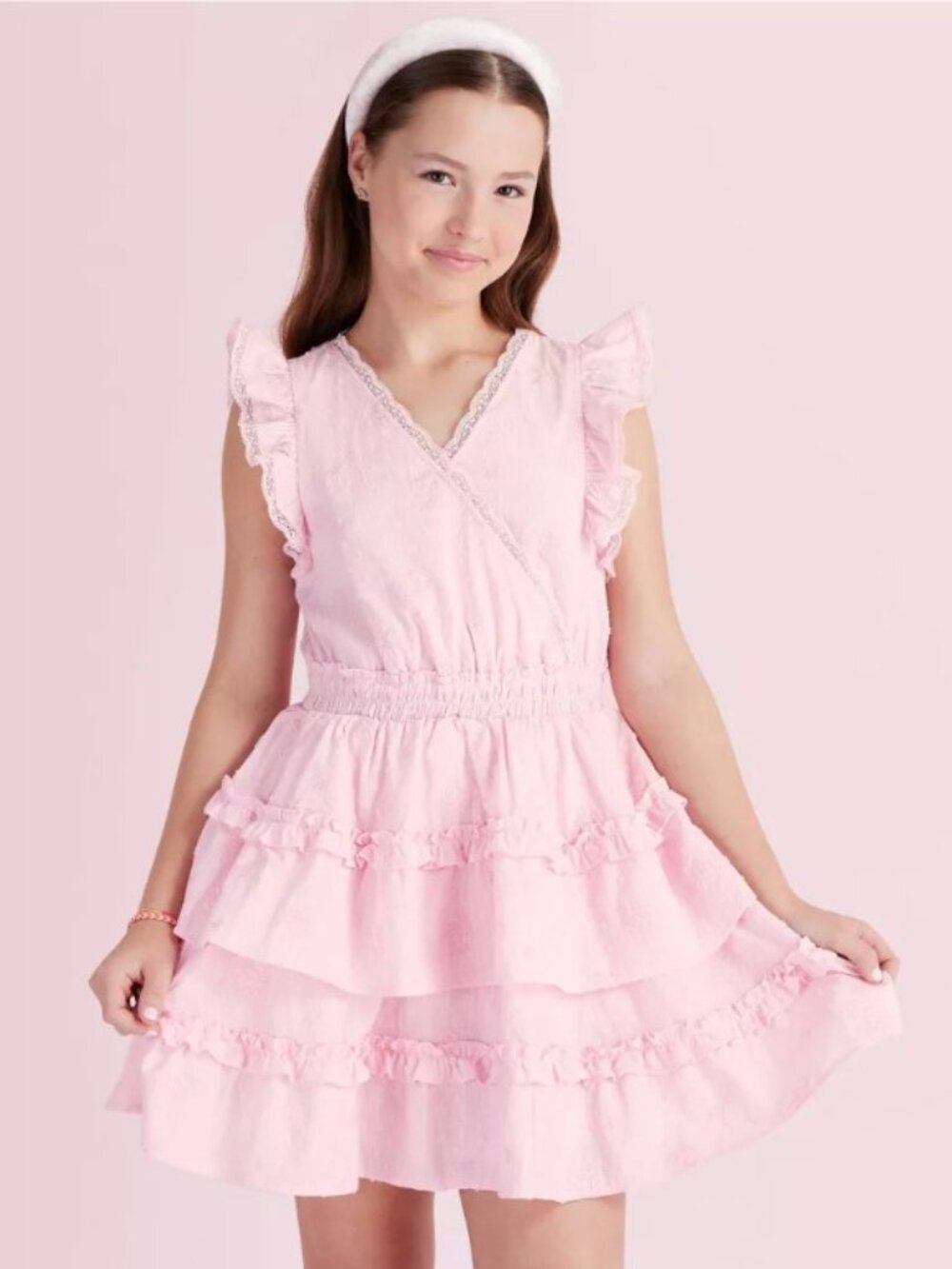 Girls Rose Embroidery Tiered Ruffle Dress  LoveShackFancy x Target Pink 10